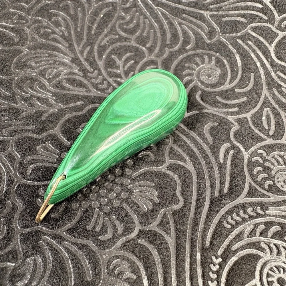 Natural Green Malachite‎ Gemstone Teardrop Shape 22 Gram Charm Pendant